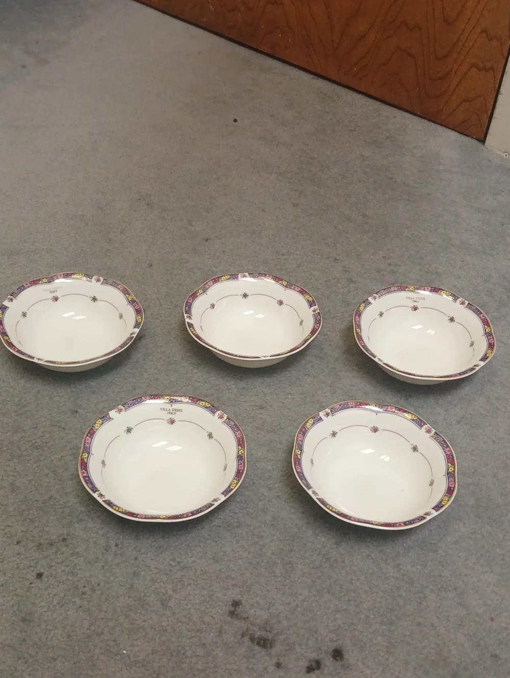 Villa D'este White and Purple Decorative Bowls - Set of 5